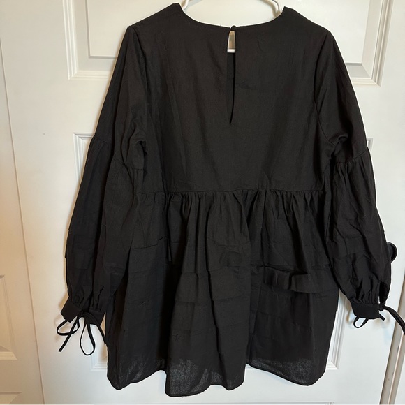 Showpo. Jefferies Long Sleeve Pin Tuck Dress Black - Picture 5 of 12